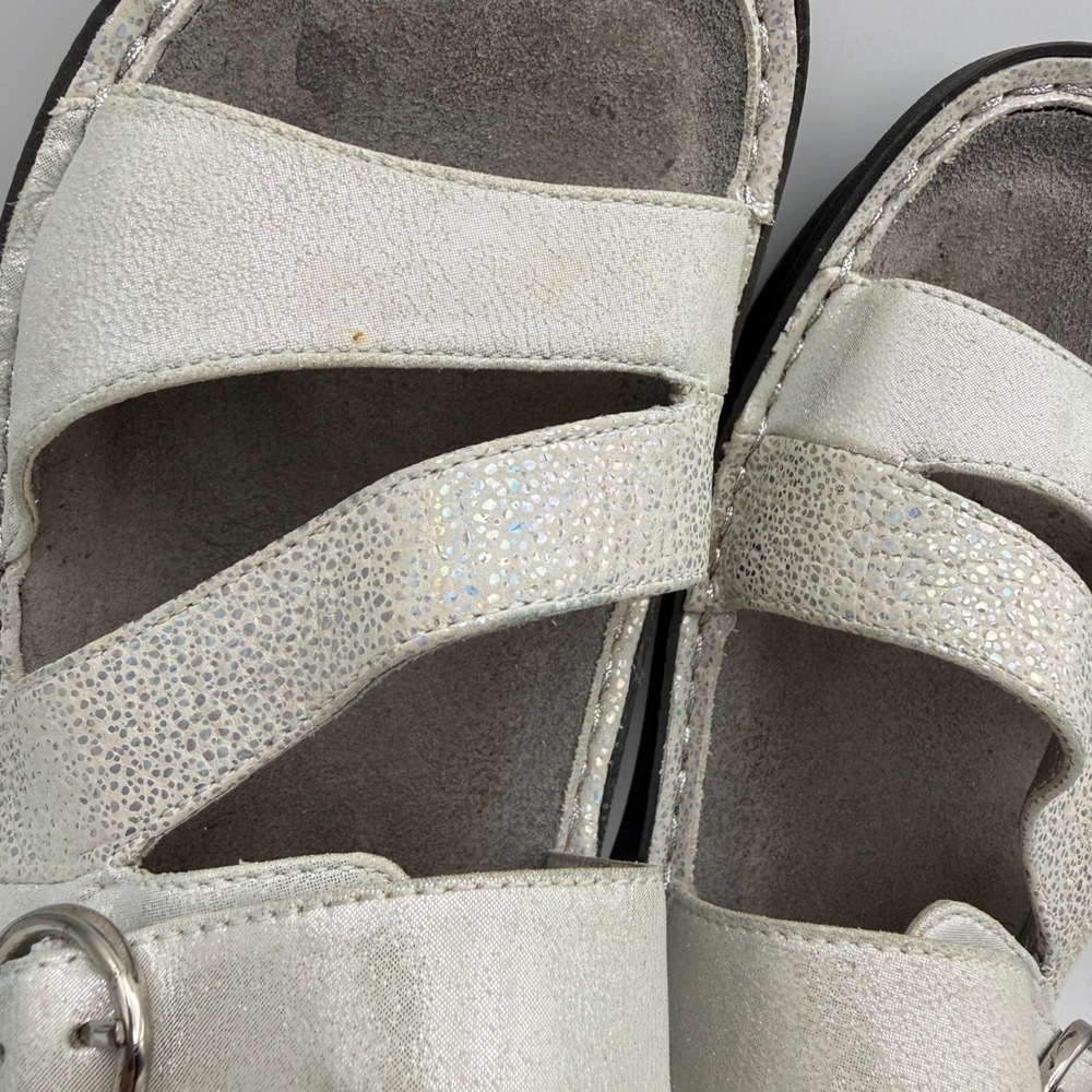Alegria Sandals Womens 38 US 8-8.5 Silver Metallic Summer Nights Comfort - Picture 6 of 9